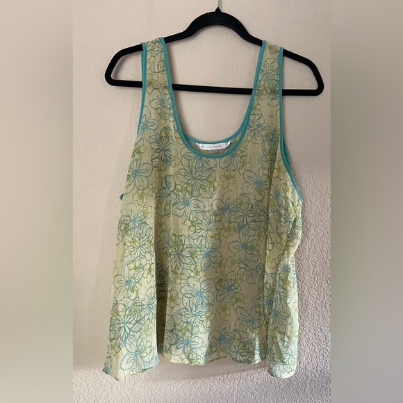 Cacique Women’s yellow Floral Chiffon Lingerie Sleep Set Tank Shorts Sheer 22/24 - Picture 2 of 11